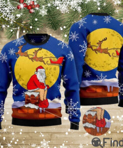 Funny Santa And Full Moon Ugly Christmas Sweaters