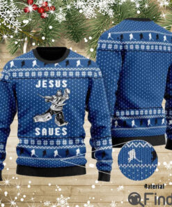Hockey Jesus Saves Ugly Christmas Sweater