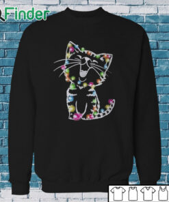 Sweatshirt Women's Christmas lights cat Print Sweatshirt