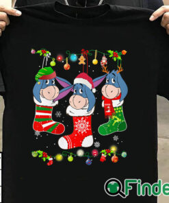 T shirt black Disney Eeyore Christmas Socks Ugly Christmas Shirt