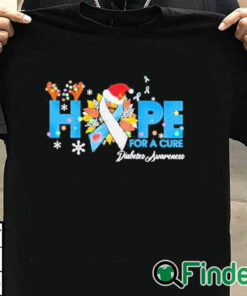 T shirt black Hope For A Cure Diabetes Awareness Christmas Shirt