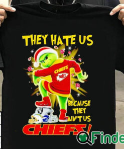 T shirt black Santa Grinch stomp they hate us because they ain't us Kansas City Chiefs shirt