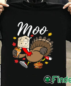 T shirt black Turkey Moo Thanksgiving Sweatshirt