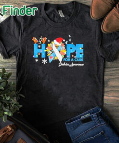 black T shirt Hope For A Cure Diabetes Awareness Christmas Shirt