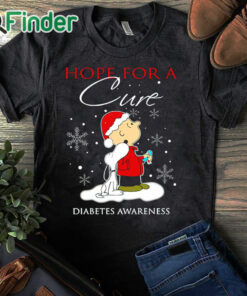 black T shirt Hope For A Cure Diabetes Awareness Christmas T Shirt