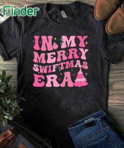 black T shirt In My Merry Swiftmas Era Christmas Tree Snowflake Xmas Retro T shirt