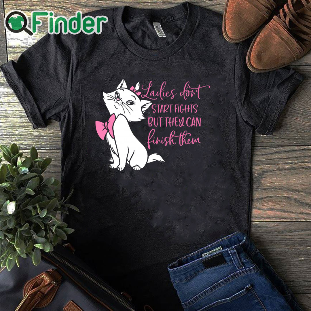 black T shirt Ladies Don't Start Fights, but they Can Finish Them, Cat Women's T Shirt black T shirt Ladies Don't Start Fights, but they Can Finish Them, Cat Women's T Shirt