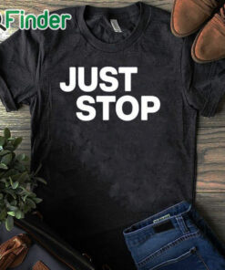 black T shirt Paula London Wearing Just Stop Being Woke Shirt
