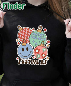 black hoodie Festive As Fuck Retro Christmas Shirt