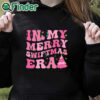 black hoodie In My Merry Swiftmas Era Christmas Tree Snowflake Xmas Retro T shirt