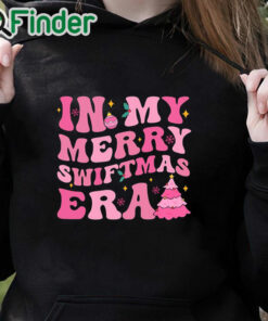 black hoodie In My Merry Swiftmas Era Christmas Tree Snowflake Xmas Retro T shirt