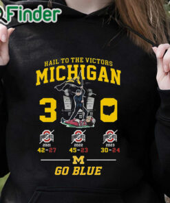 black hoodie Michigan Wolverines B10 East 3 0 Ohio State T shirt