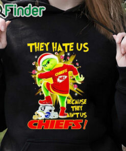 black hoodie Santa Grinch stomp they hate us because they ain't us Kansas City Chiefs shirt