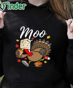 black hoodie Turkey Moo Thanksgiving Sweatshirt