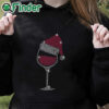 black hoodie Women's Christmas Jewelry Red Wine Glass Print Sweater