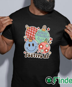 black shirt Festive As Fuck Retro Christmas Shirt