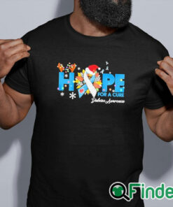 black shirt Hope For A Cure Diabetes Awareness Christmas Shirt