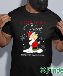 black shirt Hope For A Cure Diabetes Awareness Christmas T Shirt