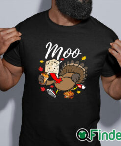 black shirt Turkey Moo Thanksgiving Sweatshirt