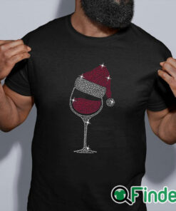 black shirt Women's Christmas Jewelry Red Wine Glass Print Sweater