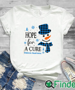 white T shirt Hope for a cure Dibetes awareness, Christmas snowman diabetic Shirt