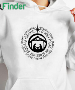 white hoodie Christmas Nativity Scene Shirt