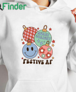 white hoodie Festive As Fuck Retro Christmas Sweatshirt