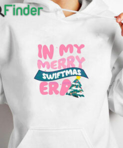 white hoodie In My Merry Swiftmas Era Retro Christmas Tree Shirt
