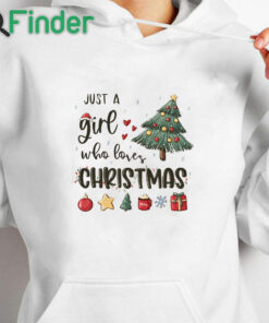 white hoodie Women's Just A Girl Who Loves Christmas Lantern Print Sweatshirt