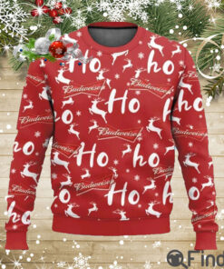 Budweiser Christmas Hohoho Reindeer Pattern Ugly Sweater