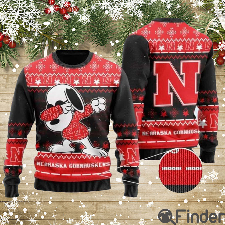 Cornhuskers Snoopy Dabbing Knitted Ugly Christmas Sweater Cornhuskers Snoopy Dabbing Knitted Ugly Christmas Sweater