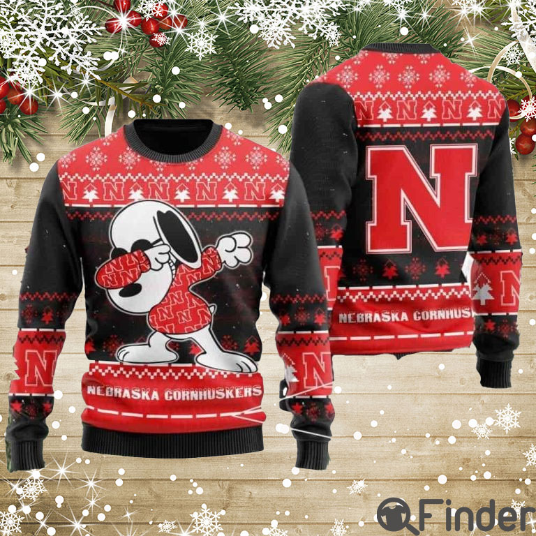 Cornhuskers Snoopy Dabbing Knitted Ugly Christmas Sweaters Cornhuskers Snoopy Dabbing Knitted Ugly Christmas Sweaters