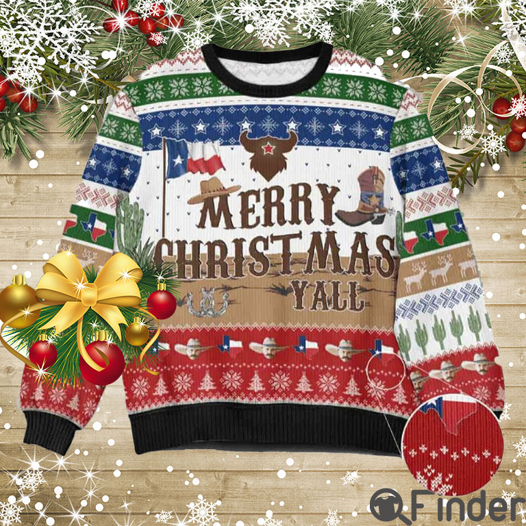 Cowboy Merry Christmas Y’All Texas Nation Christmas Ugly Sweater Cowboy Merry Christmas Y’All Texas Nation Christmas Ugly Sweater
