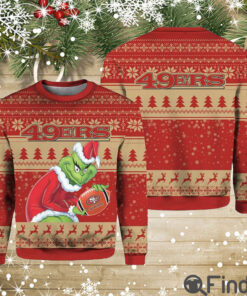 Grinch 49ers Santa Hat Ugly Christmas Sweater