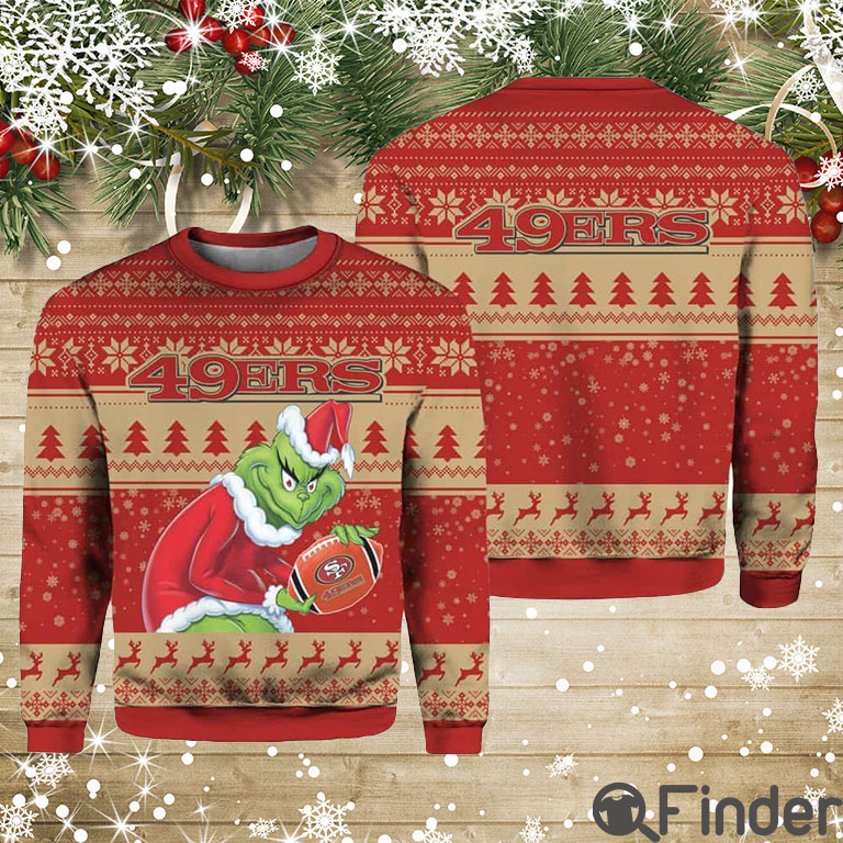 Grinch 49ers Santa Hat Ugly Christmas Sweater Grinch 49ers Santa Hat Ugly Christmas Sweater