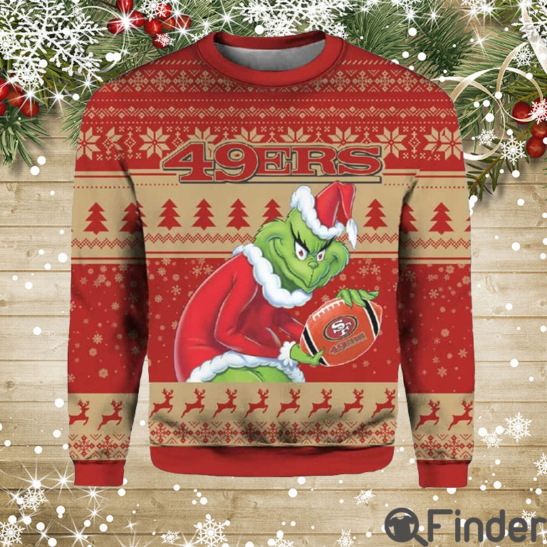 Grnch 49ers Santa Hat Ugly Christmas Sweaters Grnch 49ers Santa Hat Ugly Christmas Sweaters