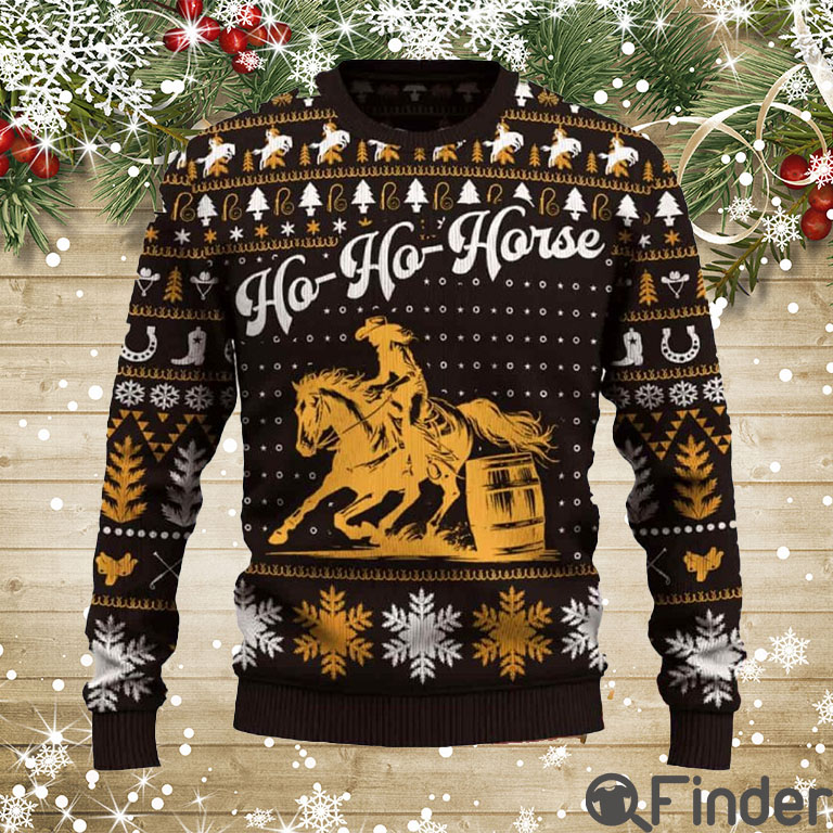 Ho Ho Horse Barrel Racing Cowgirl Ugly Christmas Sweater Ho Ho Horse Barrel Racing Cowgirl Ugly Christmas Sweater