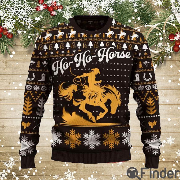 Ho Ho Horse Saddle Bronc Riding Christmas Ugly Sweater Ho Ho Horse Saddle Bronc Riding Christmas Ugly Sweater