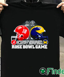 T shirt black Alabama Crimson Tide vs. Michigan Wolverines Playoff Semifinal 2024 Rose bowl game shirt