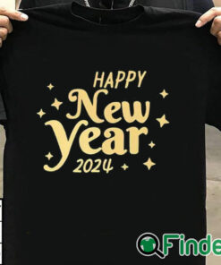 T shirt black Boys Casual Happy New Year 2024 Letter Print Creative Long Sleeve Sweatshirt