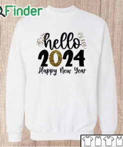 Unisex Sweatshirt Hello 2024 Print Women T shirt Happy New Year Party Female Outfit Tops Winter Holiday Short