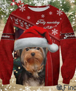 Yorkshire Terrier Wearing Christmas Hat 3D Full Print Shirt
