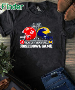 black T shirt Alabama Crimson Tide vs. Michigan Wolverines Playoff Semifinal 2024 Rose bowl game shirt