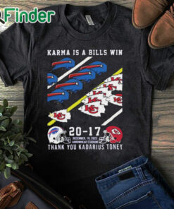 black T shirt Buffalo Bills And Kansas City Chiefs Karma Is A Bills Win Thank You Kadarius Toney Shirt