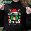 black hoodie Grinch Most Likely To Overshop Christmas Sweatshirt