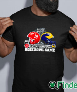 black shirt Alabama Crimson Tide vs. Michigan Wolverines Playoff Semifinal 2024 Rose bowl game shirt