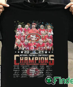 T shirt black 49ers 2024 National Football Conference Champions Signature Shirt