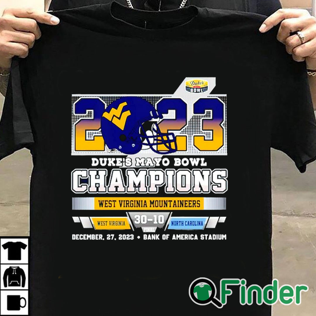 T shirt black Duke's Mayo Bowl Champions West Virginia Mountaineers 30 10 North Carolina 2023 shirt T shirt black Duke's Mayo Bowl Champions West Virginia Mountaineers 30 10 North Carolina 2023 shirt
