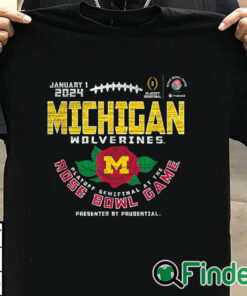 T shirt black Michigan Wolverines 2024 CFP Semi Rose Bowl Vintage Flower T Shirt
