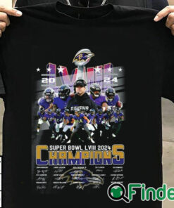 T shirt black Ravens Super Bowl LVIII 2024 Champions Signatures Shirt